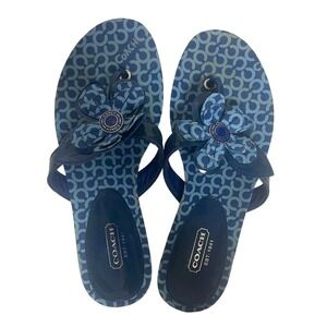 Coach Pattey Blue Flower Vintage Flop Flops Womens 6